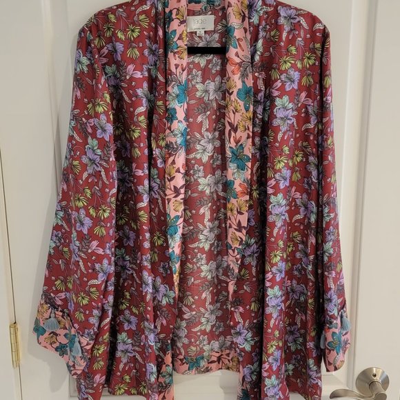 Johnny Was Silk Smoking Jacket/Kimono  XL size  NWOT - Picture 3 of 13